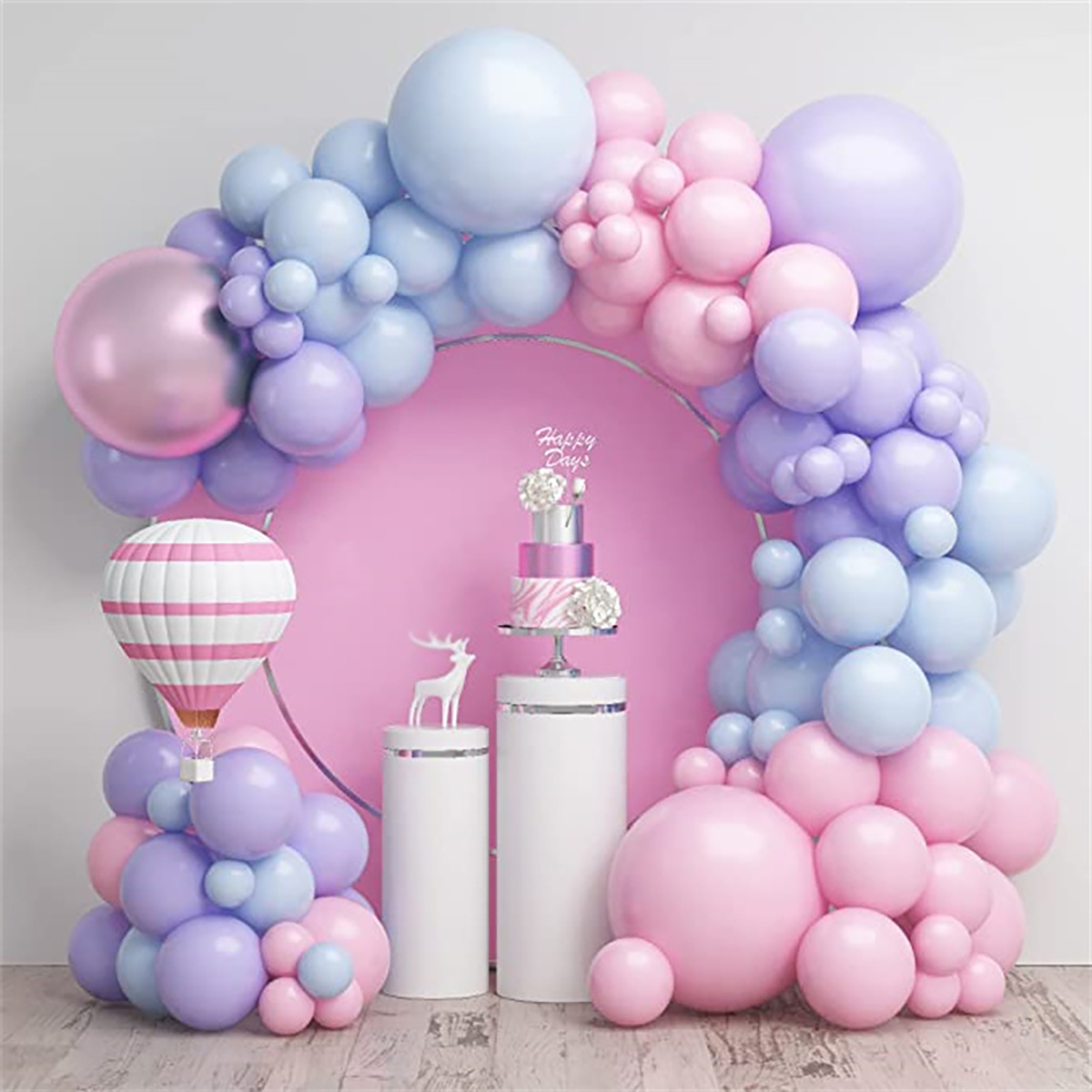 115 stks Blauw Paars Roze Latex Ballon Boog Kit, 18/12/10/5 vier verschillende maten latex ballonnen voor verjaardag, bruiloft, geslacht rev