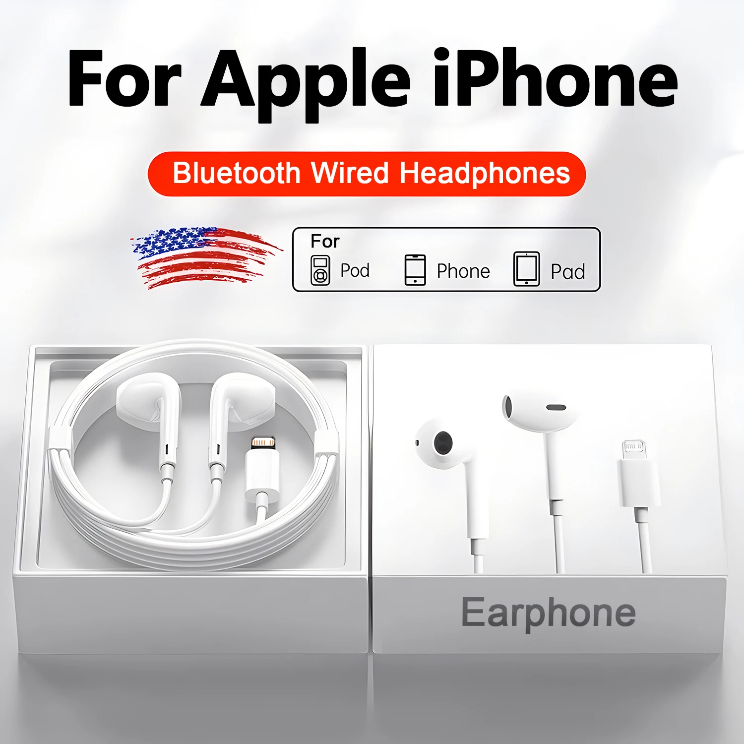 Originele Hoofdtelefoon Voor Apple iPhone 15 14 11 12 13 Pro Max Oortelefoon XR X XS 8 Plus Bluetooth Bedrade oordopjes Headset Accessoires