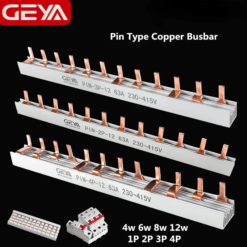 GEYA Loại Chân Cắm Đồng Busbar Cho Phân Phối Hộp Cầu Dao Tự Động MCB 63A Cổng Kết Nối Busbar Kết Nối