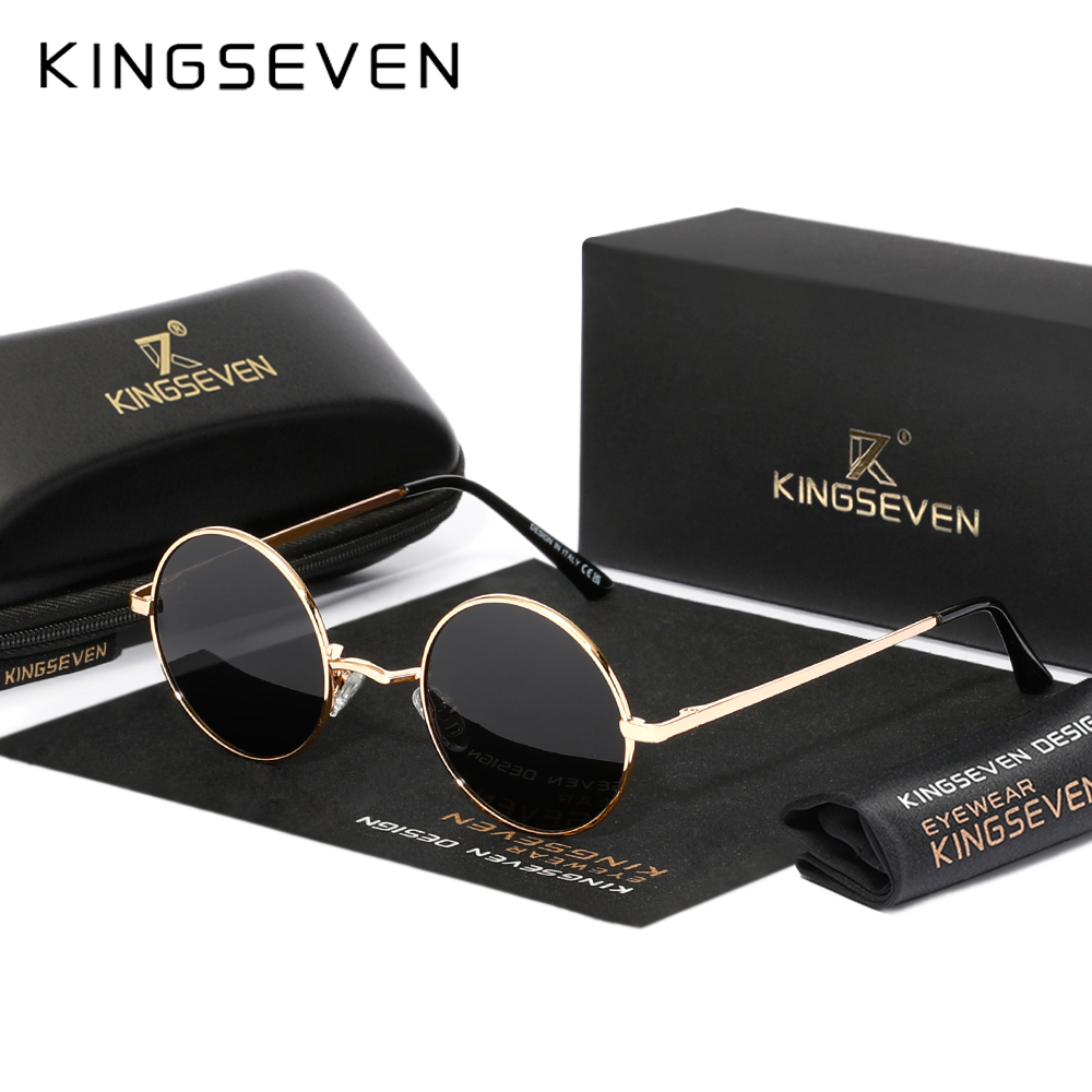 Солнцезащитные очки KINGSEVEN в стиле ретро, круглые, для женщин и мужчин, с цветными линзами, UV400, для вечеринок в стиле панк-диско