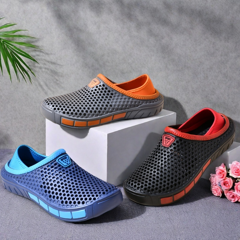 Lichtgewicht casual slip-on sandalen voor heren, antislip strandklompen voor binnen en buiten, eenvoudige effen kleur slip-on schoenen