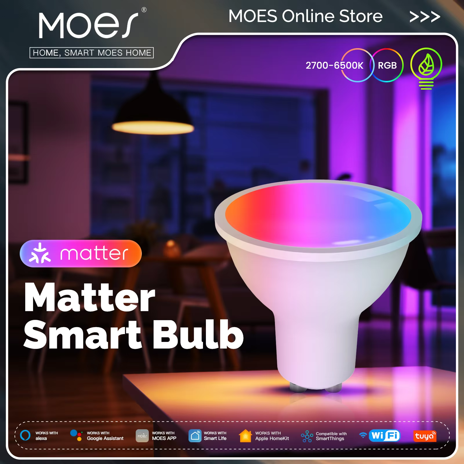 MOES Tuya Matter WiFi GU10 スマート電球調光可能な LED ライト 1600 万 RGB C+W カラーキャンドルランプ音声制御 Alexa Google ホーム