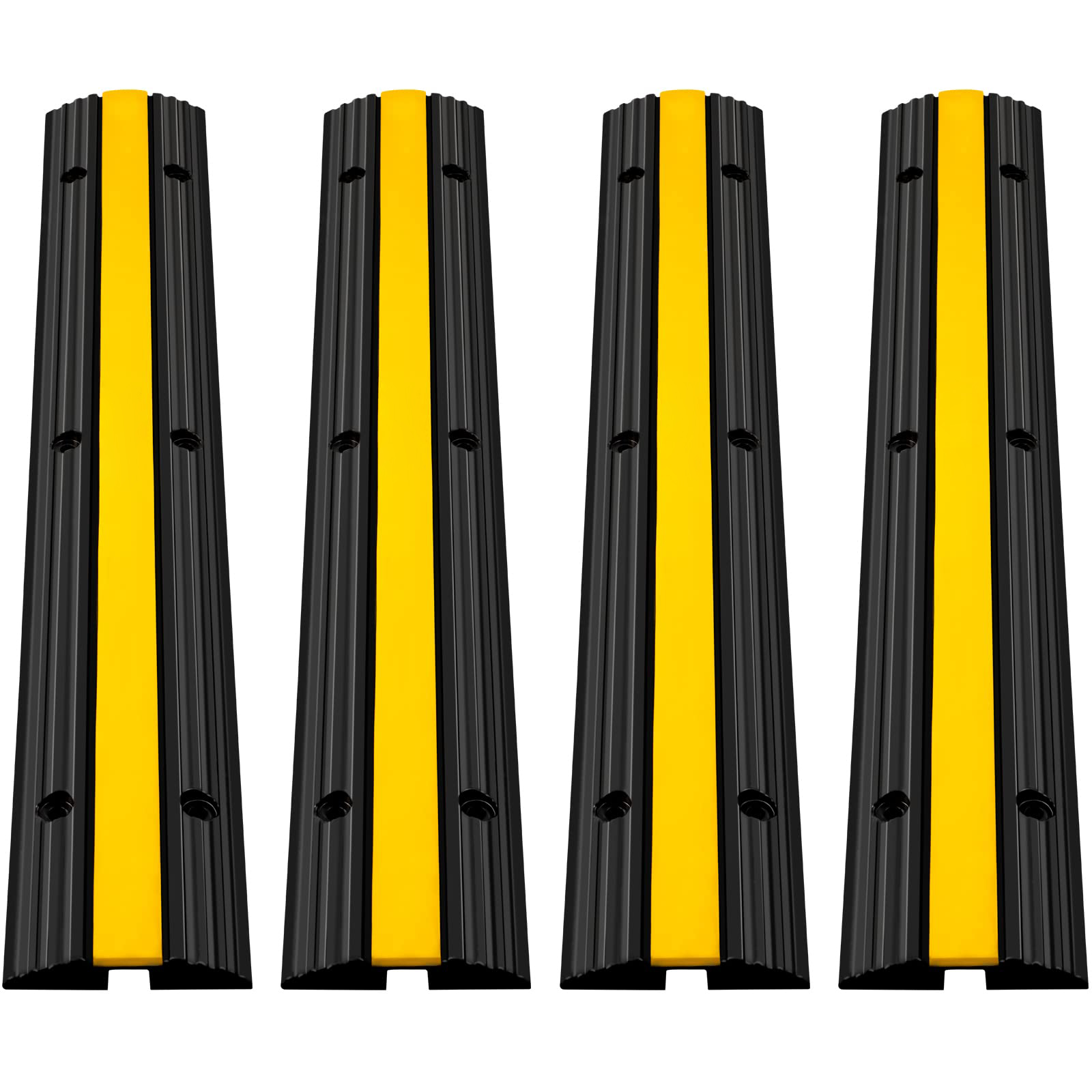 SucceBuy Modular Rubber Speed Bump 1 Channel Driveway Cable Protector Ramp Wire Cover Cord Guard for Parking Lot Warehouses Use