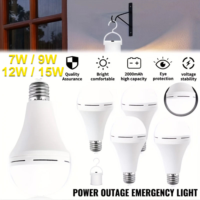 7 ワット/9 ワット/12 ワット/15 ワット緊急電球 LED ハンドヘルドぶら下げ省エネライト電球ポータブル家庭用テント釣り照明