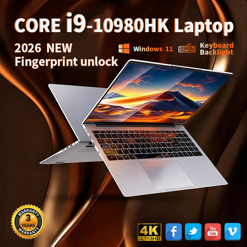 Fingerprint Unlock Notebook Windows 11 Portable Laptop Core i9-10980HK/i9-9900U 15.6 Inch 16GB RAM 1TB SSD Office Computer