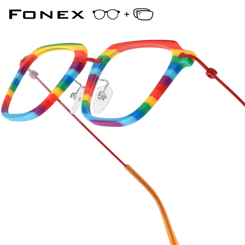 FONEX Progressiveแว่นตาCUSTOM Anti Blueสายตาสั้นเลนส์แว่นตาผู้ชายแว่นตาสแควร์Acetateกรอบ 85843