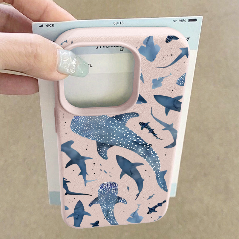 Cartoon Sharks Case For IPhone 16 Pro Max Funda IPhone 15 Plus 14 Pro Max 13 12 11 17 Air Shockproof Silicone Phone Cover Coque