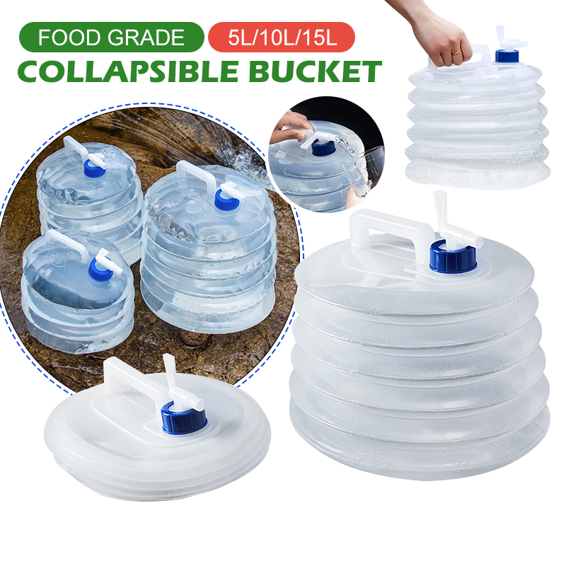 Contenedor de botella plegable de 5L-15L, botella de almacenamiento de agua, cubo, bolsa de agua, dispensador de agua y jugo para acampar al aire libre