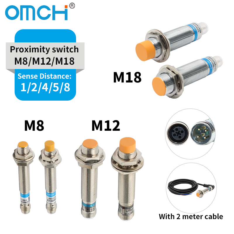 OMCH 誘導近接スイッチセンサー LJ8 LJ12 LJ18 挿入近接センサー検出距離 1/2 2/4 5/8 ミリメートル NPN PNP NO NC