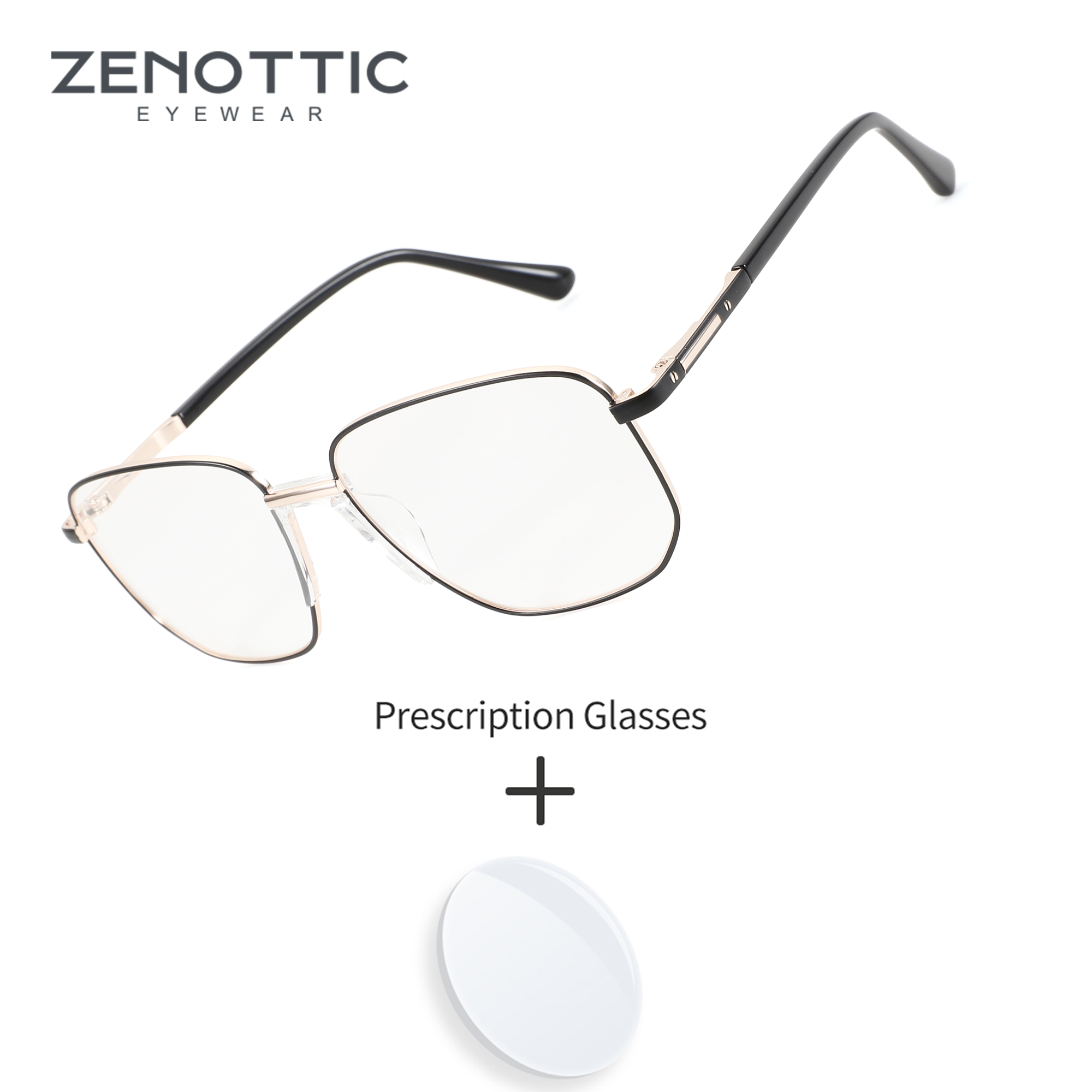 ZENOTTIC M Size Rectangle Metal Frame Eyeglasses for Men Optical Lenses Anti Blue Light Prescription Glasses