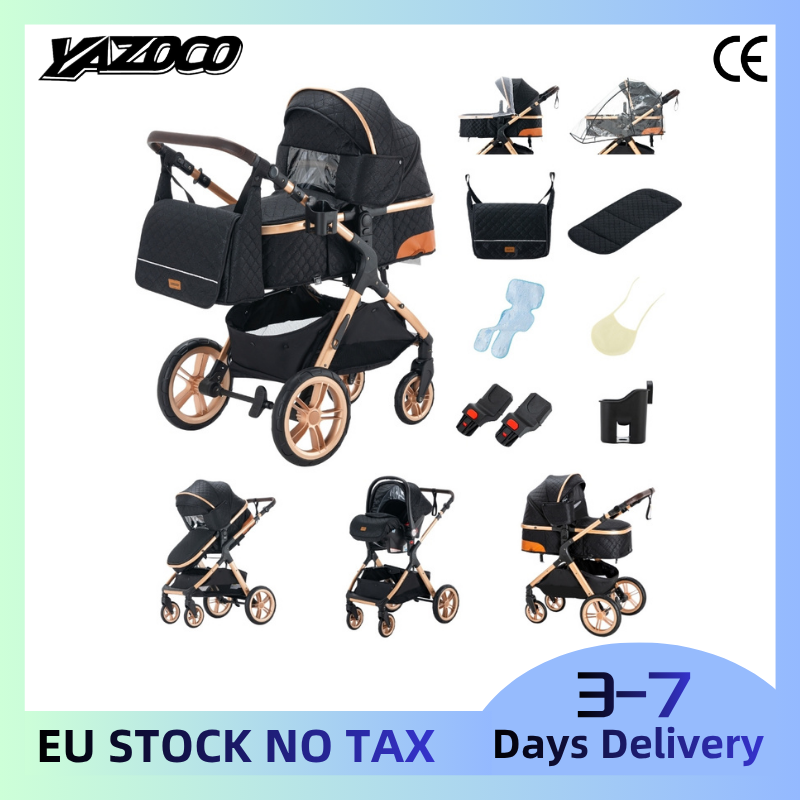 Poussette bébé 3 en 1 avec siège auto, châssis en aluminium premium léger, poussette d'été respirante, système de voyage compact et pliable pour nouveau-nés