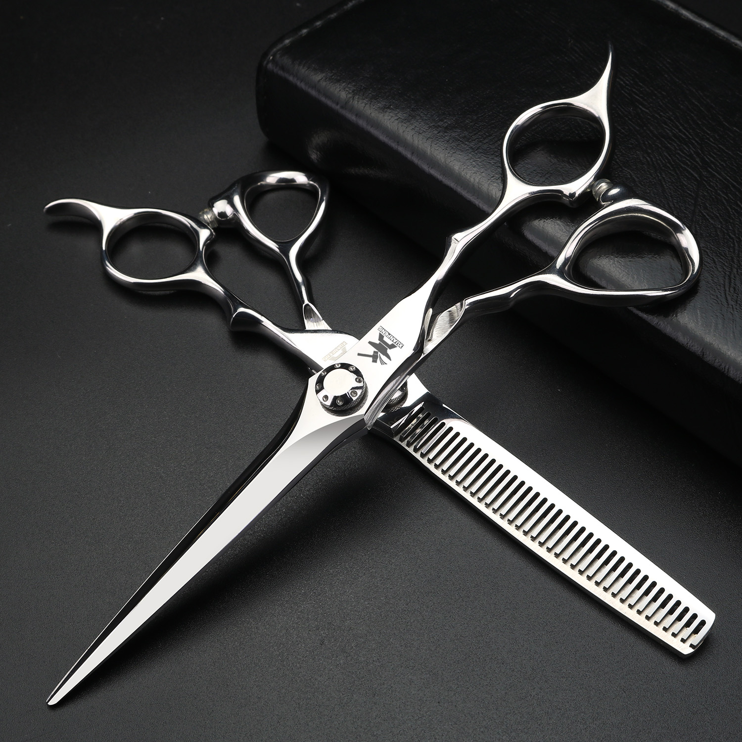 XUANFENG – ciseaux à cheveux professionnels argentés, 6.5 pouces, ciseaux de coupe et ciseaux amincissants en acier 440C, adaptés au barbier