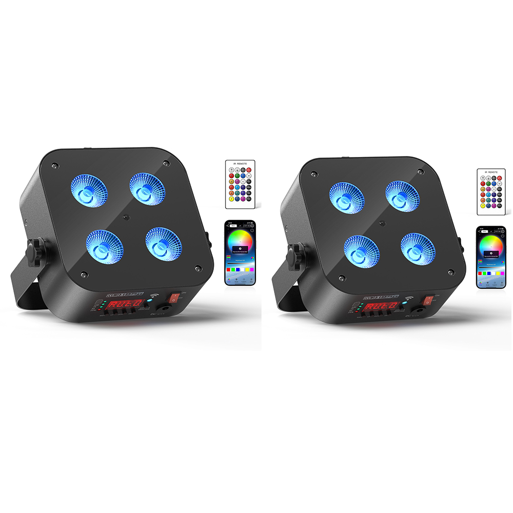 U'King 2 STKS 4x18 W LED RGBWA + UV Par Licht DMX 6IN1 Kleur Batterij Draadloze APP Controle LED Par Licht voor Feest Bruiloft Podium Licht