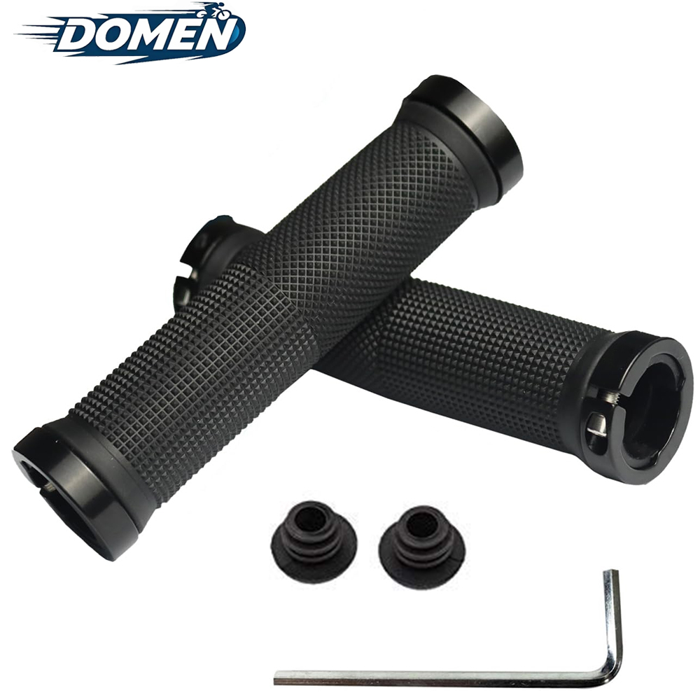 ปลอกแฮนด์จักรยาน DOMEN ยางกันลื่น พร้อมตัวล็อคอะลูมิเนียมคู่ สำหรับจักรยาน BMX และ MTB