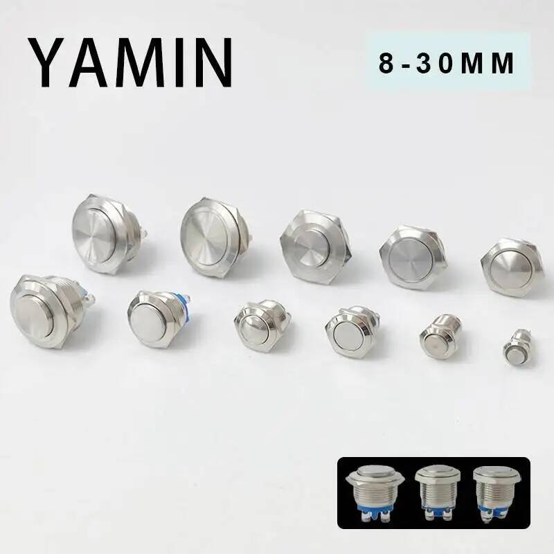 8/10/12/16/19/22/30mm Momentary Reset / Lock Latching Metal Push Button Switch Waterproof Screw Pin Welding Foot