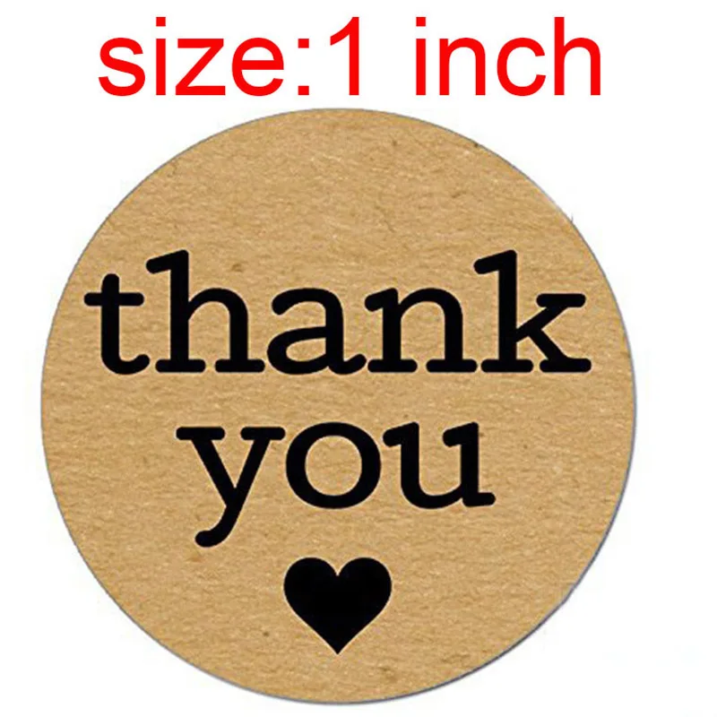 1 zoll Natürliche Kraft Papier Danke Aufkleber dichtung labes 1 Zoll geschenk Verpackung schreibwaren aufkleber 50-500 stücke etiketten