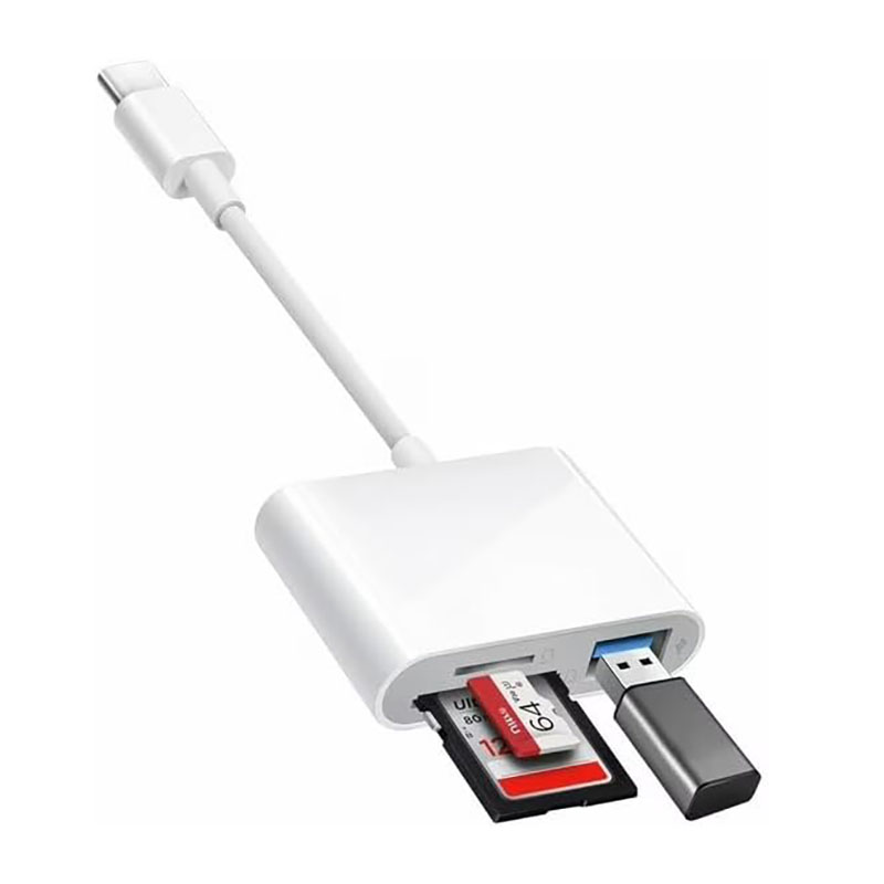 Lettore di schede di memoria USB C a SD/TF, lettore di schede USB C 3 in 1 compatibile con iPhone 15 Pro, iPad, Mac, MacBook, laptop, Android, PC e accessori.