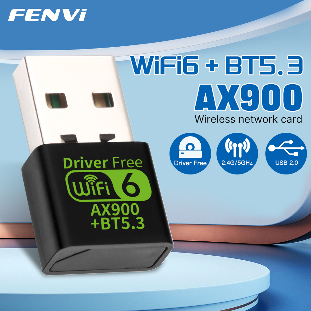 FENVI 900 Mbit/s WiFI 6 USB-Adapter Bluetooth 5.3 Drahtlose Netzwerkkarte Dualband-Treiber Kostenloser USB-Dongle Wifi6 für PC Win 10 11