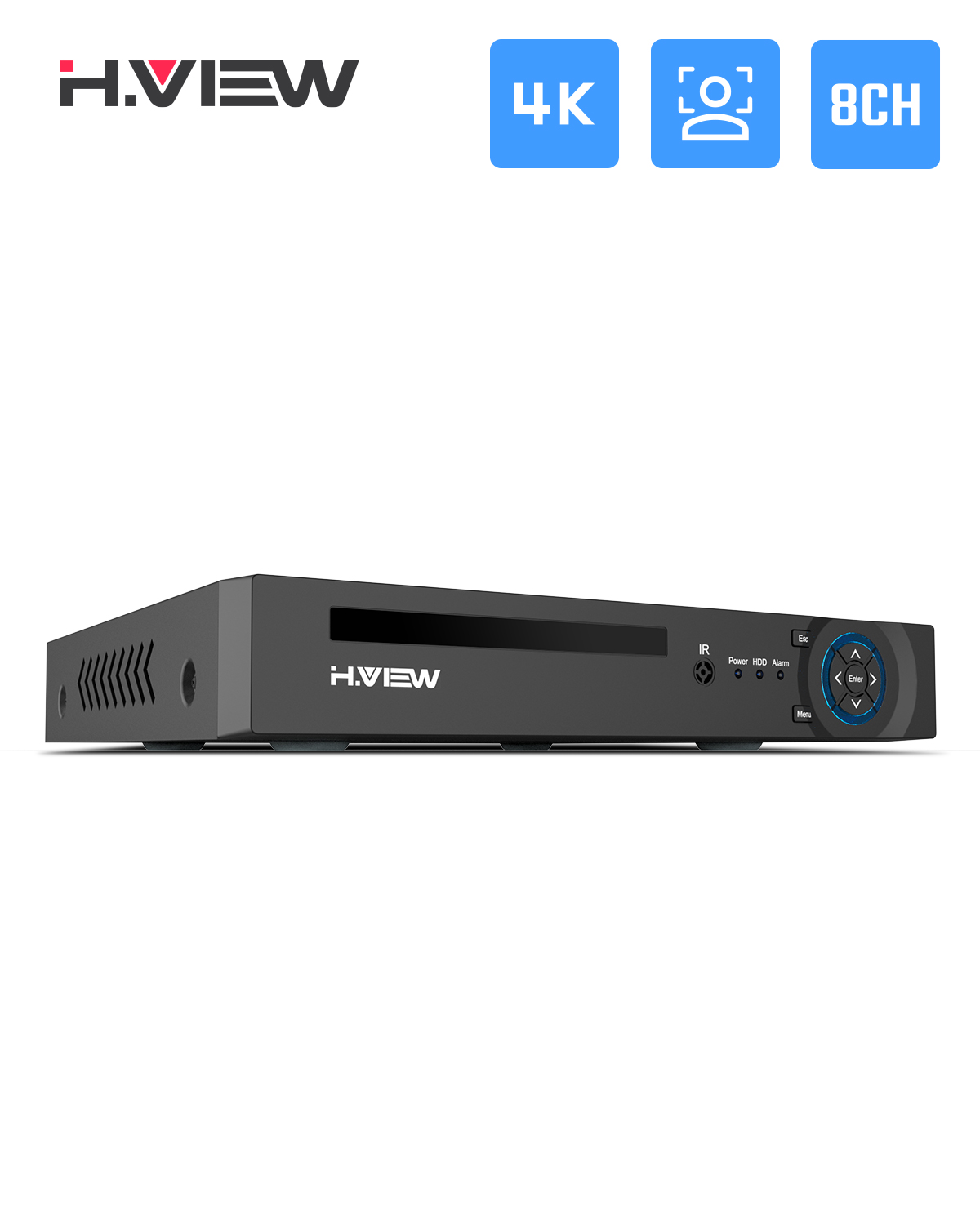 H.View 4K 8Ch Poe Nvr 8Mp Система безопасности видеонаблюдения Обнаружение лиц H.265 Сетевое наблюдение Аудио-видеорегистратор xmeye Onvif