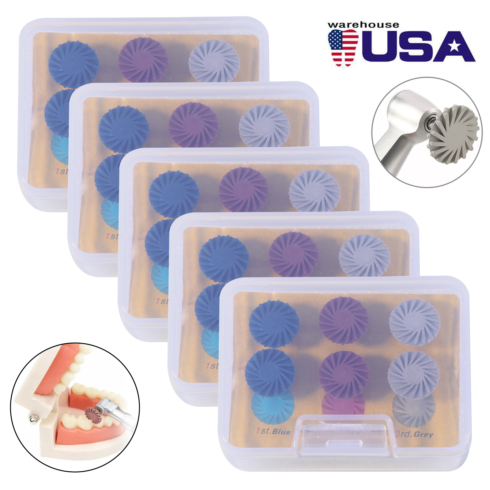 Dental Polishing Wheel Discs Kit RA 2.35mm for Composite Polishing Diamond 14mm Wheel kit 6pcs /Pack