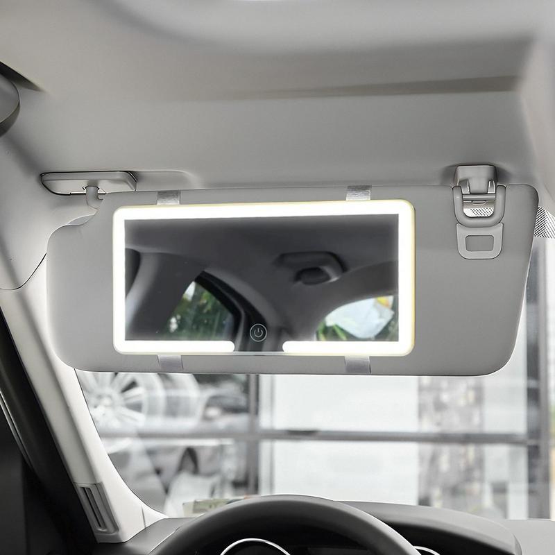 Car Interior Mirrors Sun Visor Plate LED HD Makeup Mirror for Girls Women Rechargeable Fill Light Universal Thin Vanity Mirror