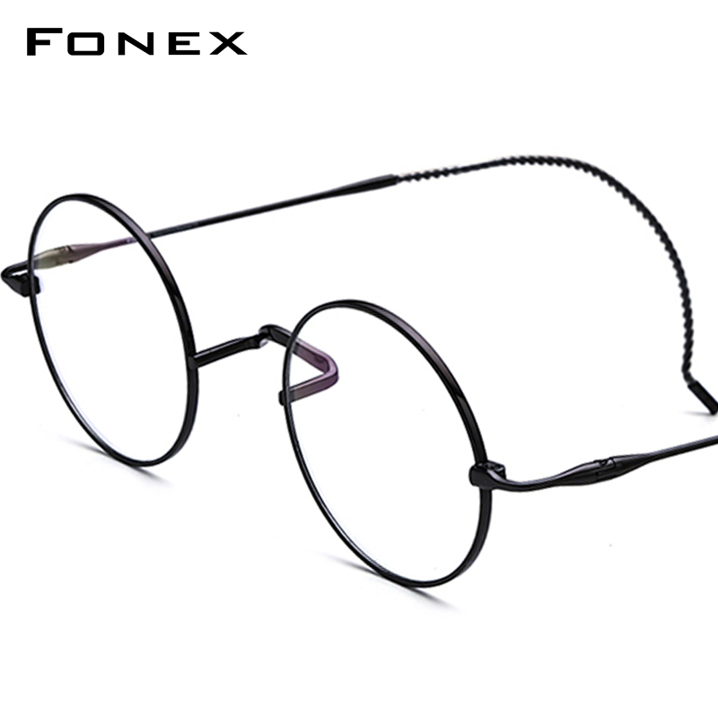 FONEX titane lunettes cadre hommes nouveau rétro petites lunettes rondes femmes Vintage Harri Potters japonais ultraléger lunettes 85725