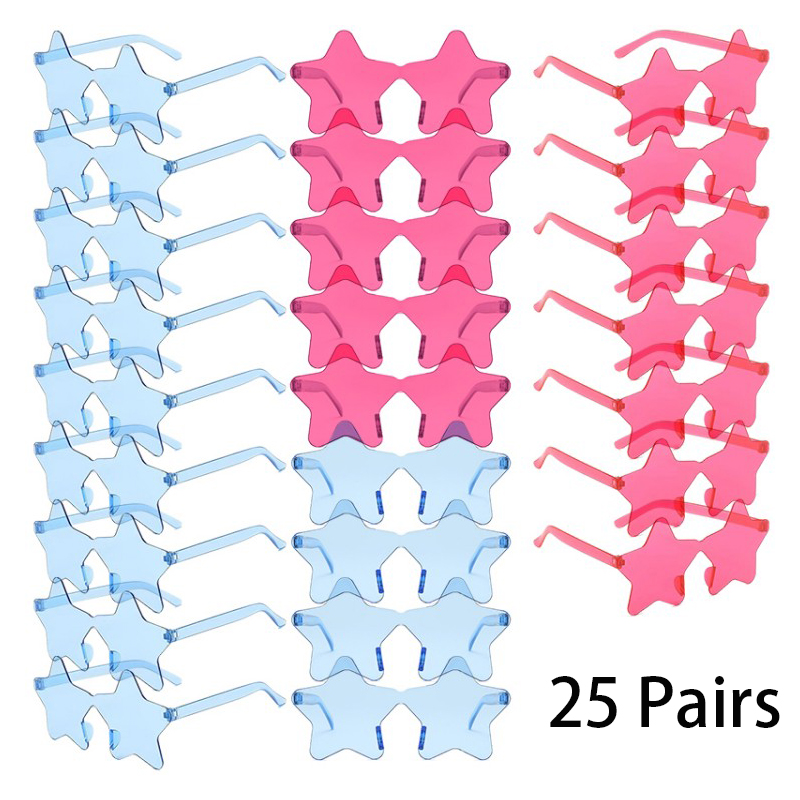 25 pares sem aro em forma de estrela óculos de sol masculino moda bonito doce cor praia férias decoração tons feminino na moda rave óculos de sol