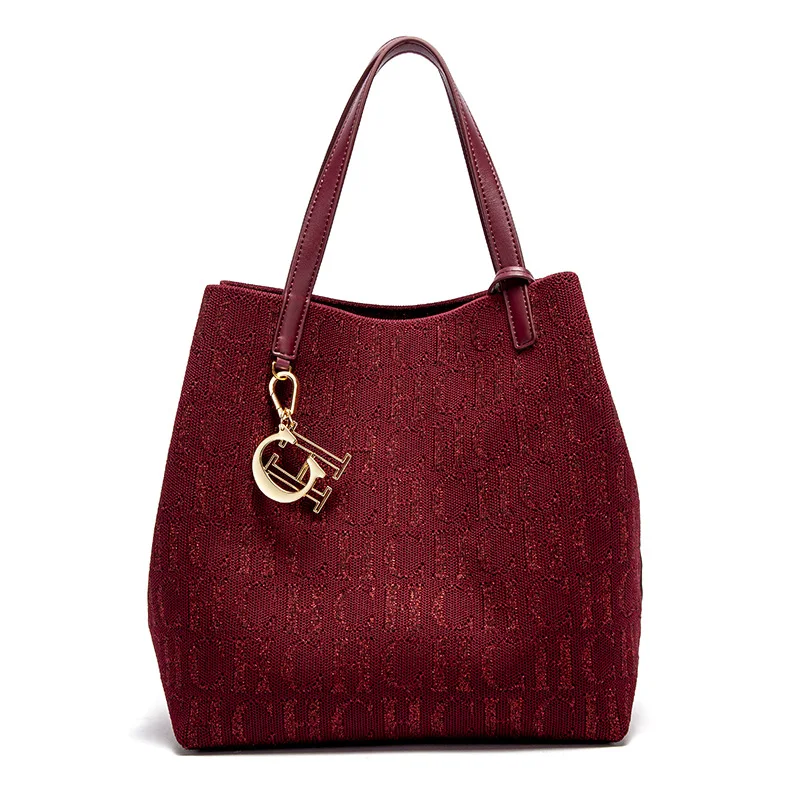 CH Damenhandtasche, große Kapazität, Damen, einfach, täglich, Pendeln, vielseitig, einfarbig, mit Buchstaben bedruckt, Design, Umhängetasche