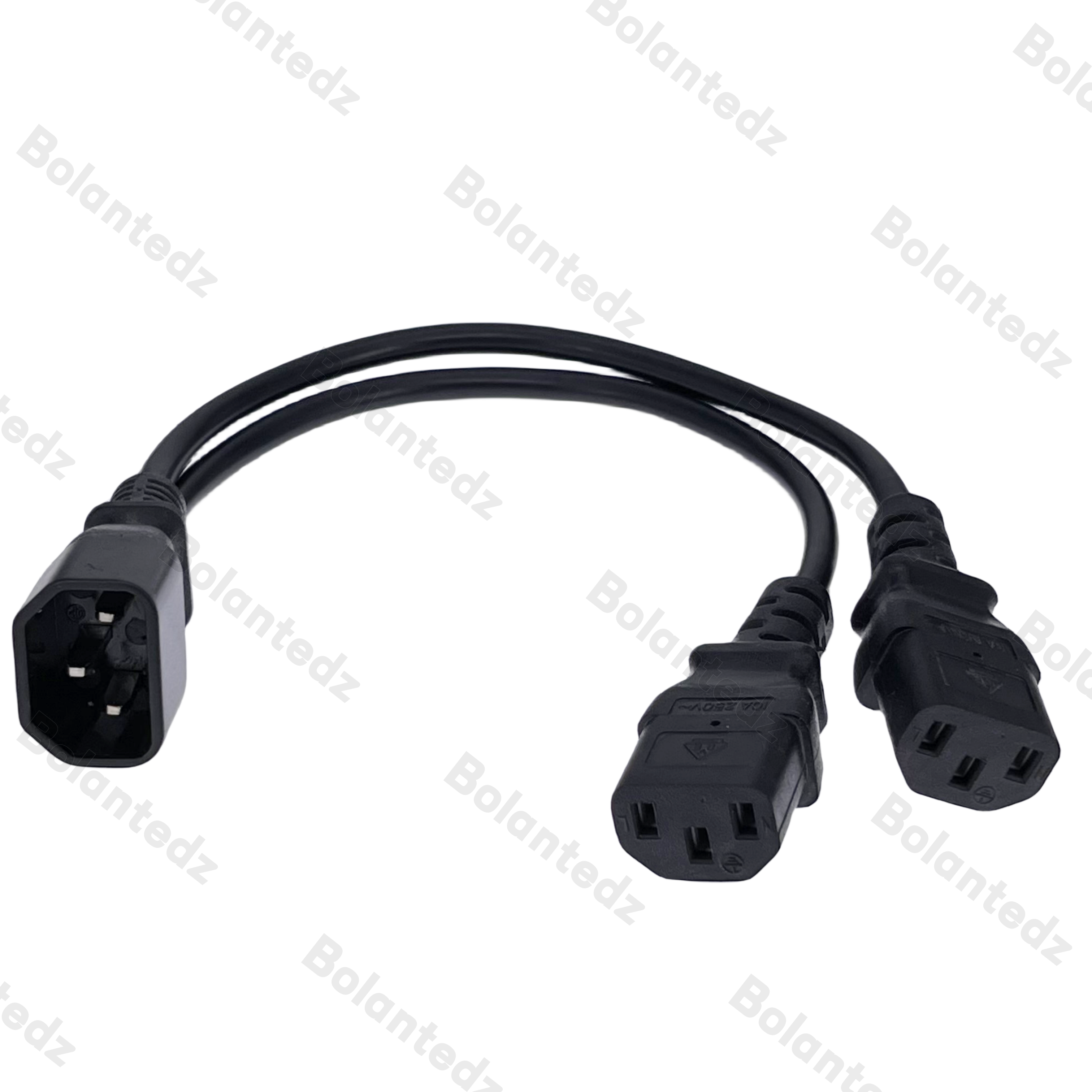 Cabo adaptador divisor tipo y de alimentação, 30cm, único iec 320 c14 macho para duplo c13 fêmea, cabo curto para exibição de host de computador