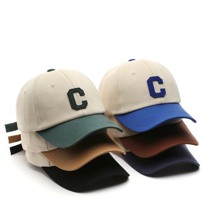Boné de beisebol de algodão unissex para mulheres e homens casual snapback chapéu moda carta c remendo chapéu verão viseiras de sol bonés