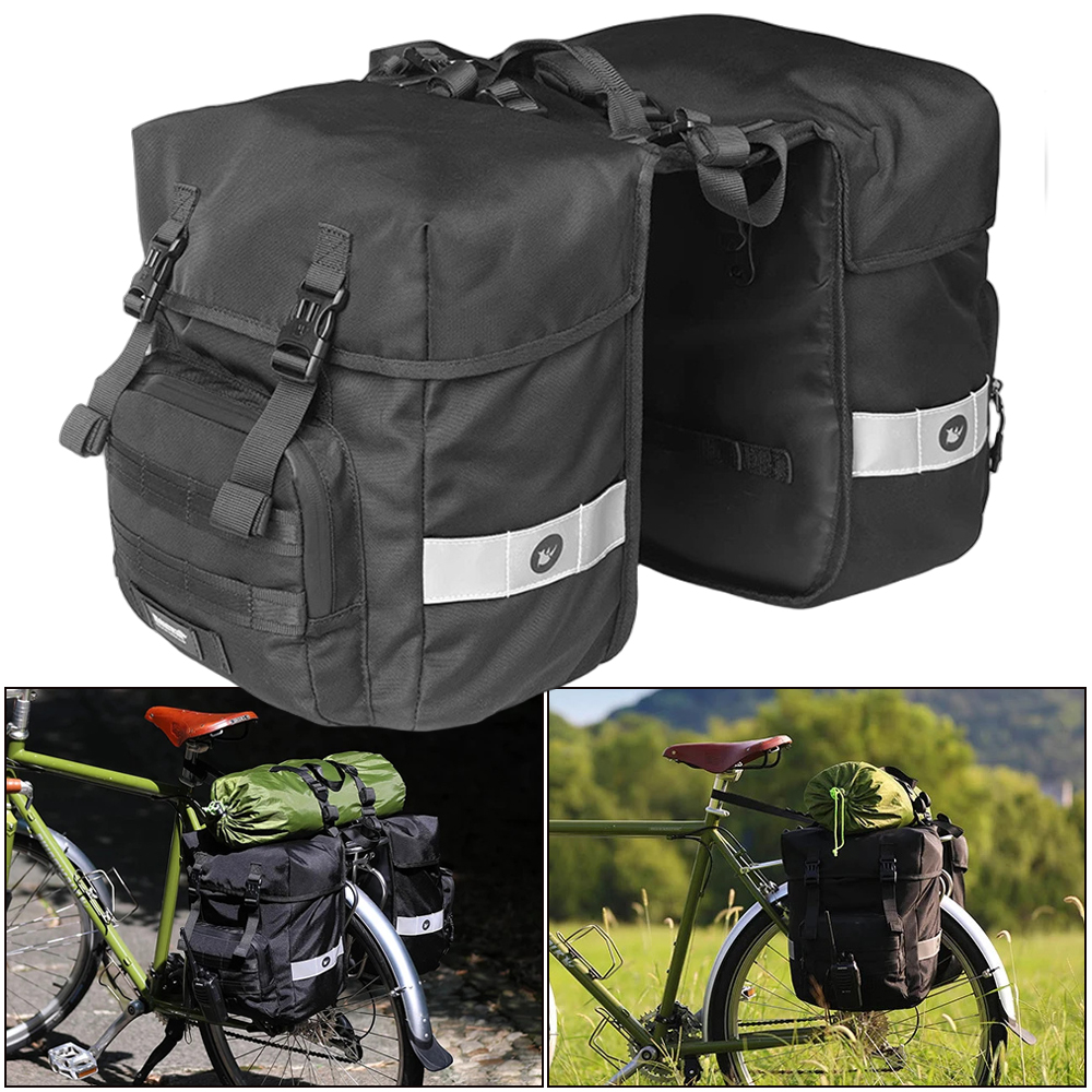 40L Fahrrad-Gepäckträgertasche 2-in-1 Doppelseitige Fahrradtasche mit Wasserdichter Innentasche und Regenschutz, Passend für Heckträger bis zu 6,5'' Breite