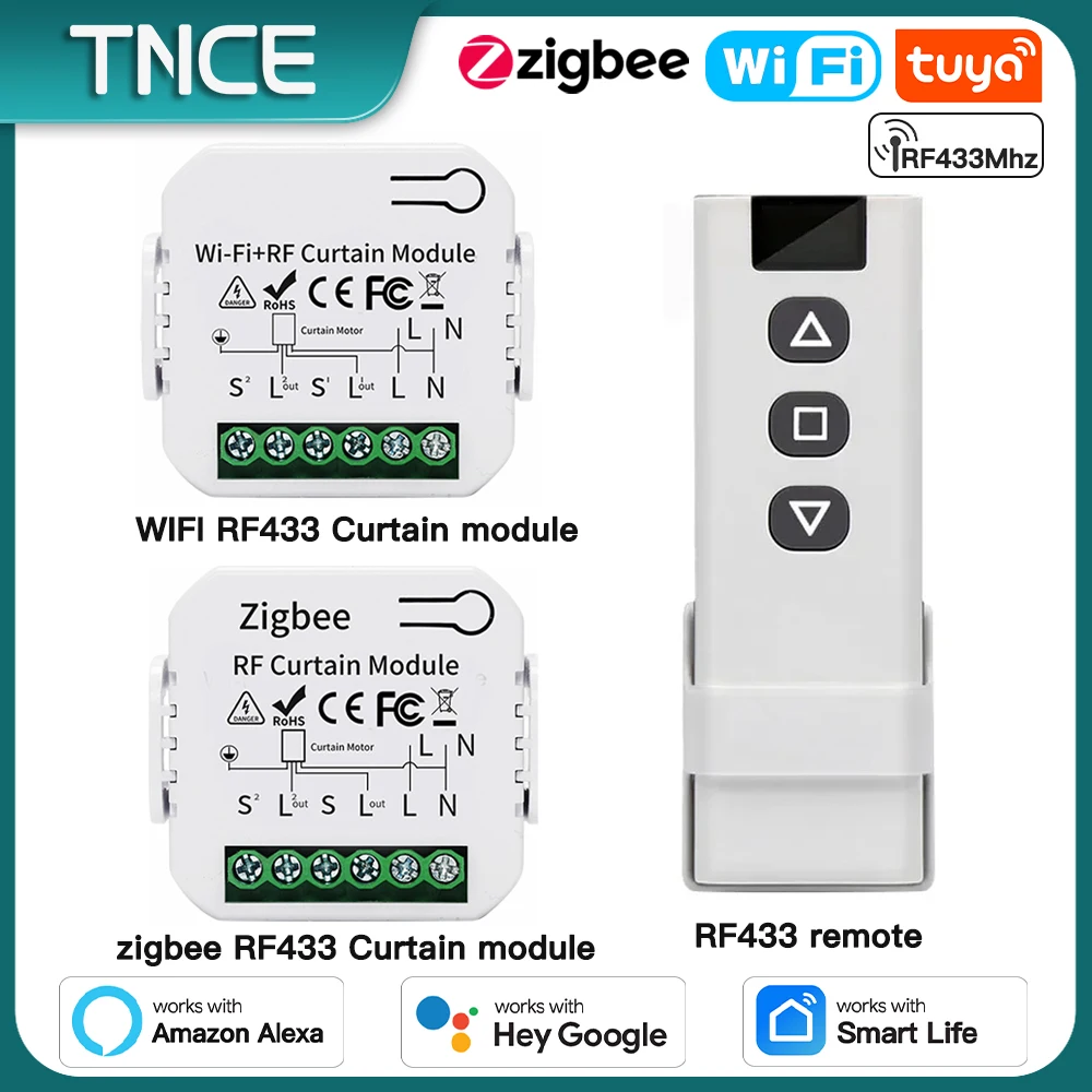 Módulo de interruptor de cortina TNCE Tuya wifi zigbee rf433mhz, interruptor de Motor de persiana enrollable, Control inteligente por voz Alexa Google Home