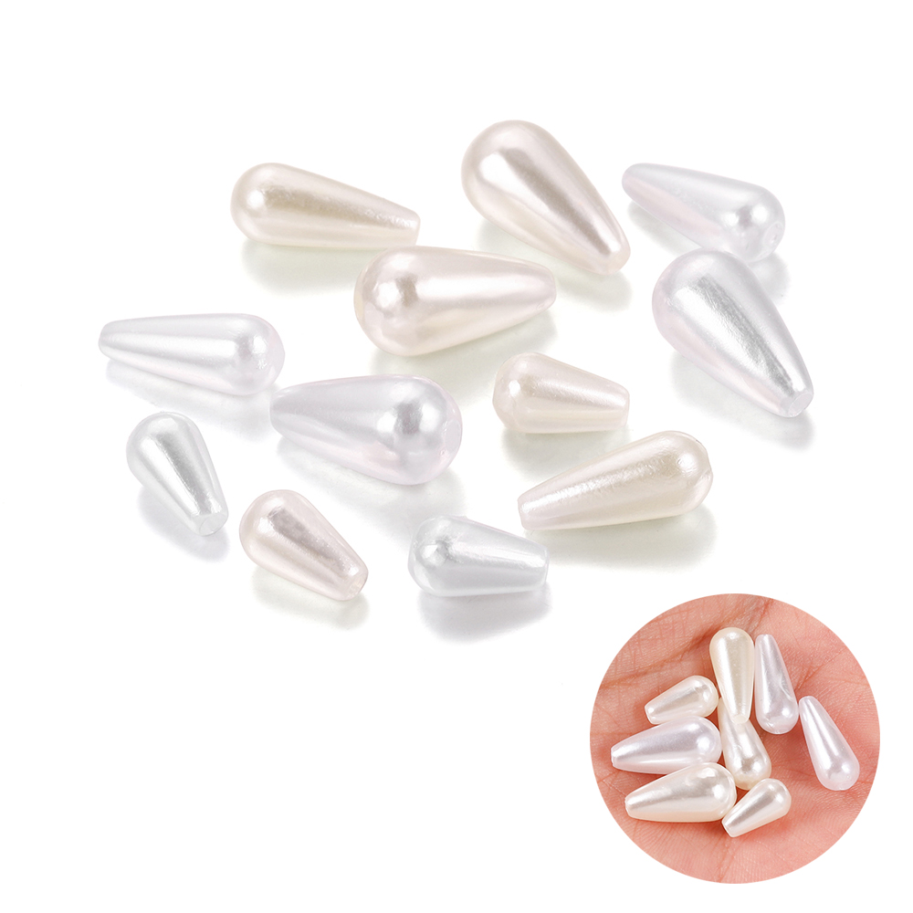 100 unids/lote de cuentas de perlas en forma de gota de agua, abalorios redondos sueltos de ABS para manualidades, suministros de joyería DIY