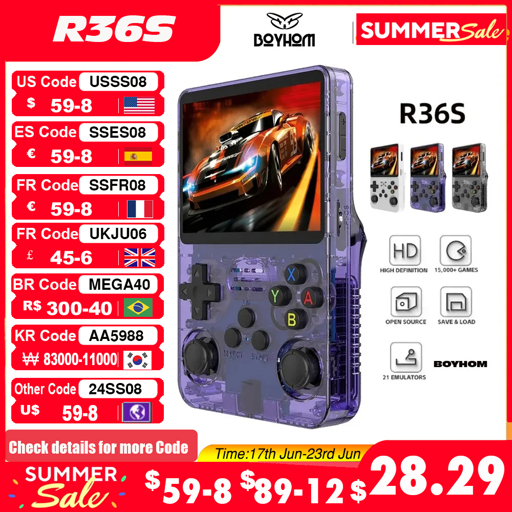 Open source r36s retro handheld videospiel konsole linux system 3,5 zoll ips bildschirm tragbar pocket video player 64gb spiele
