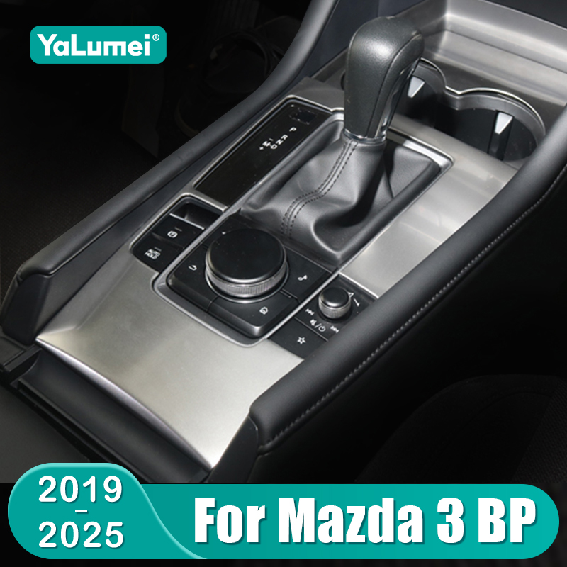 Para Mazda 3 BP 2019 2020 2021 2022 2023 2024 2025 consola Central de coche Panel de cambio de marchas cubierta embellecedora accesorios de marco de taza de agua