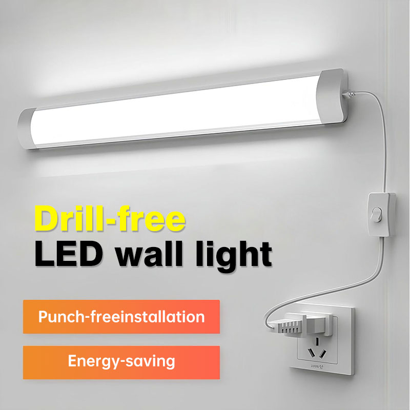Led 220v tubo de luz sala tira com cabo tubo luzes luminária para casa quarto armário cozinha iluminação lâmpada interior