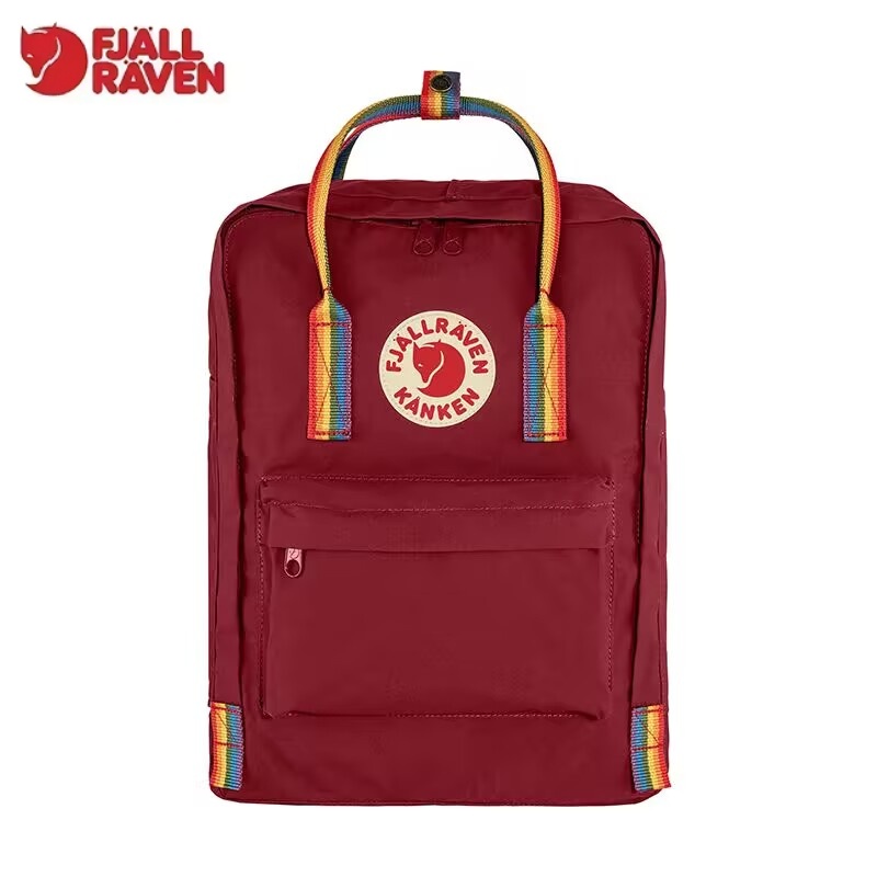 2026 Hot fashion Fjallraven Kanken Rainbow backpack student outdoor waterproof Men Women travel bag size 16L