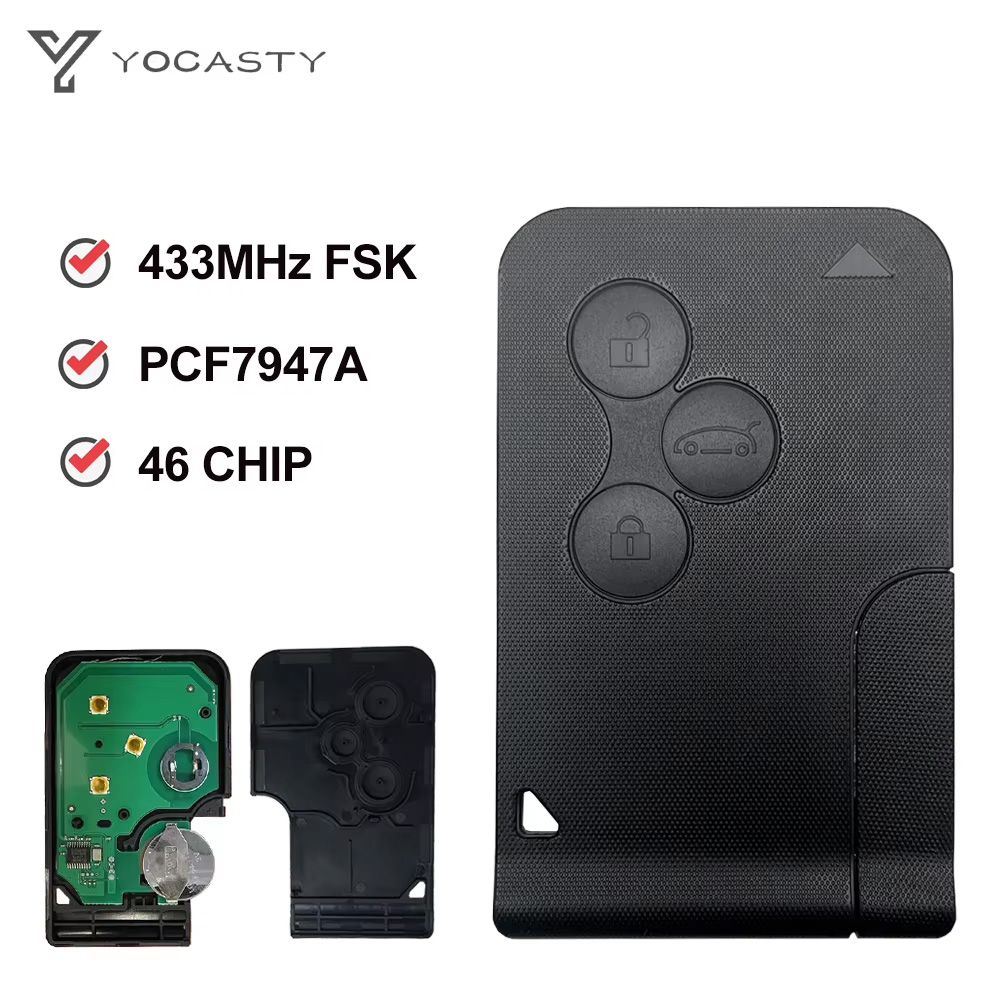 YOCASTY Pilot samochodowy 433Mhz PCF7947A 46 Chip do Renault Megane II Scenic II Grand ScenicII 2003 2004 2005 2006 2007 2008