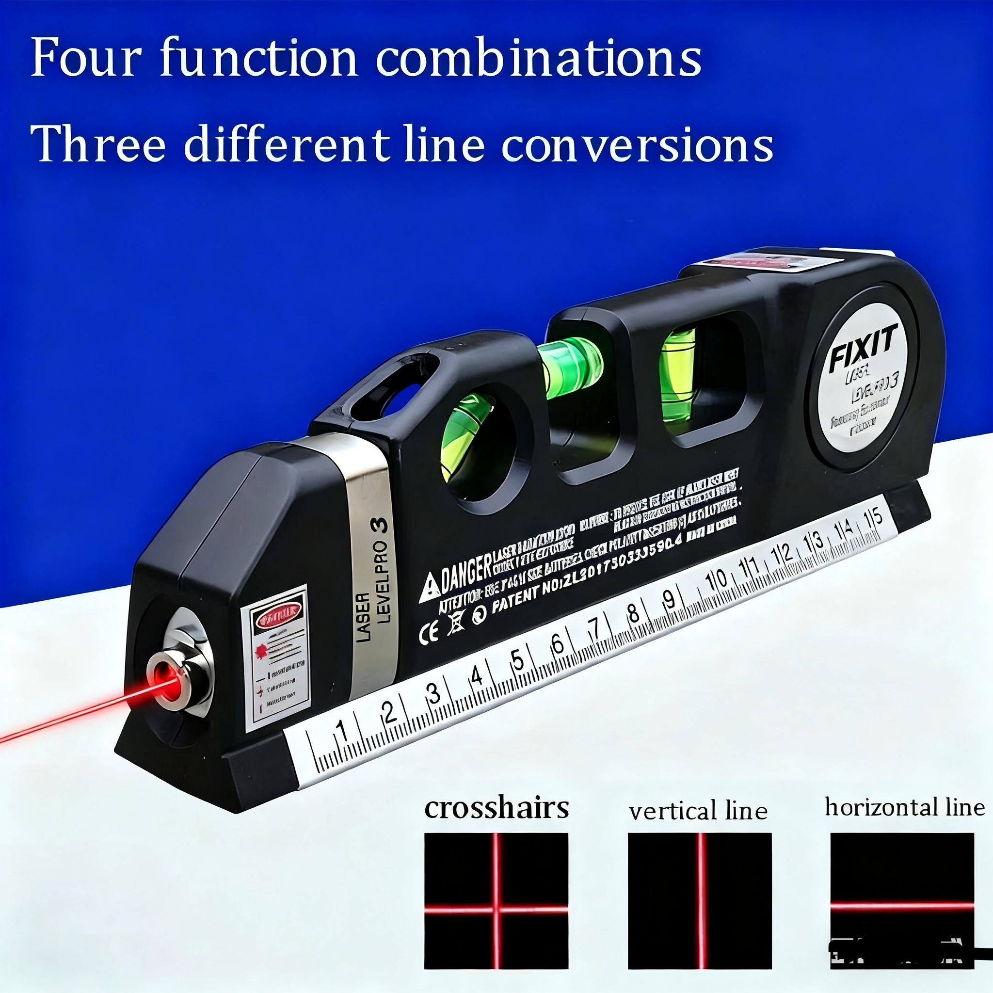 Easy to Use Laser Level Line Tool Multipurpose Laser Level Kit Standard Cross Line Lase 8 Feet Measure Tape Ruler