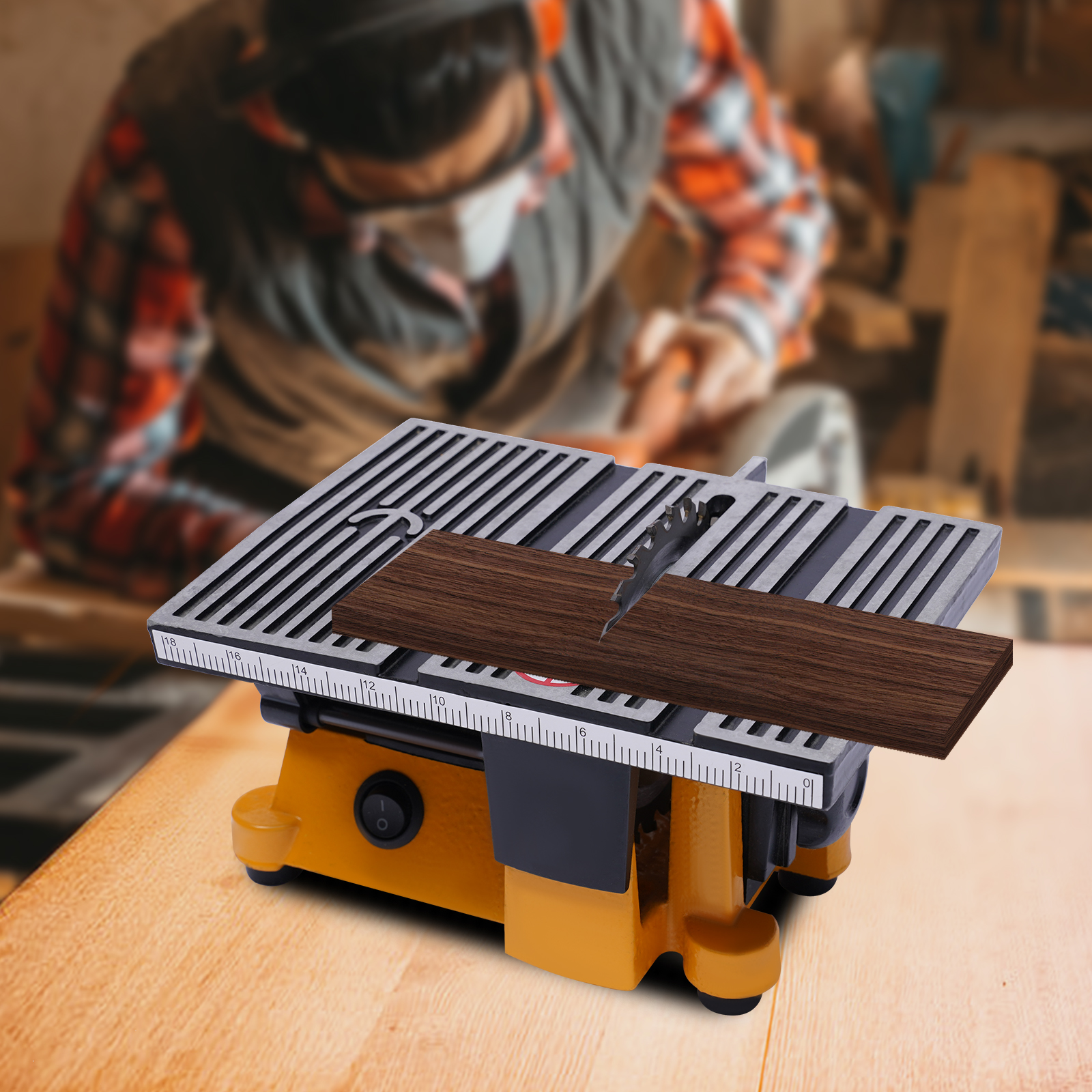 Sega da tavolo elettrica Utensile elettrico Macchina da taglio per legno in metallo Banco da lavoro 4500 giri/min Sega mitra tagliata 90W per lama circolare per carpenteria