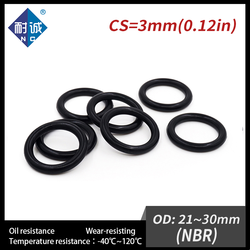 20 Stks/partij Nitril Rubber Zwart Nbr 70A O-Ring Dikte Cs 3Mm Od 21/22/23/24/25/26/27/28/29/30*3Mm O Ring Pakking Olie