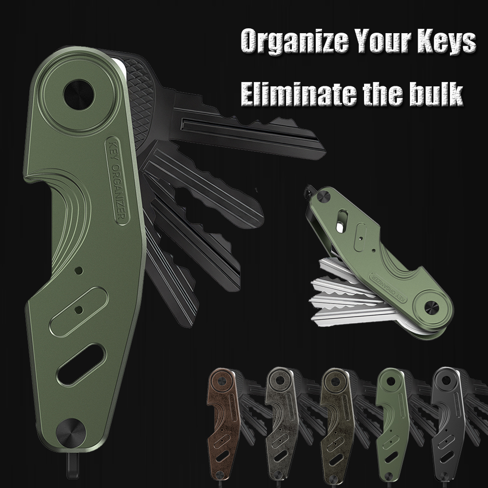 Organizer na klucze, etui na klucze do kluczykówek, kompaktowe metalowe etui na klucze, minimalistyczny brelok do kluczy, brelok do kluczy dla kobiet i mężczyzn, mieści 1-6 kluczy