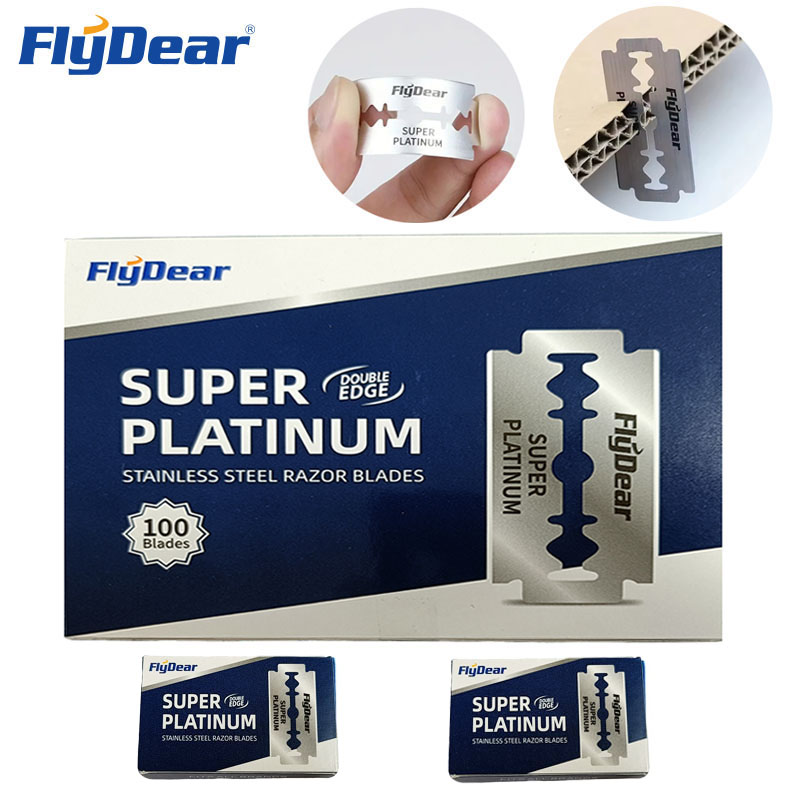 FLYDEAR, 10-1000 Uds., hoja de afeitar de acero inoxidable, hoja de afeitar manual antigua de doble cara, herramientas de peluquería y barbería