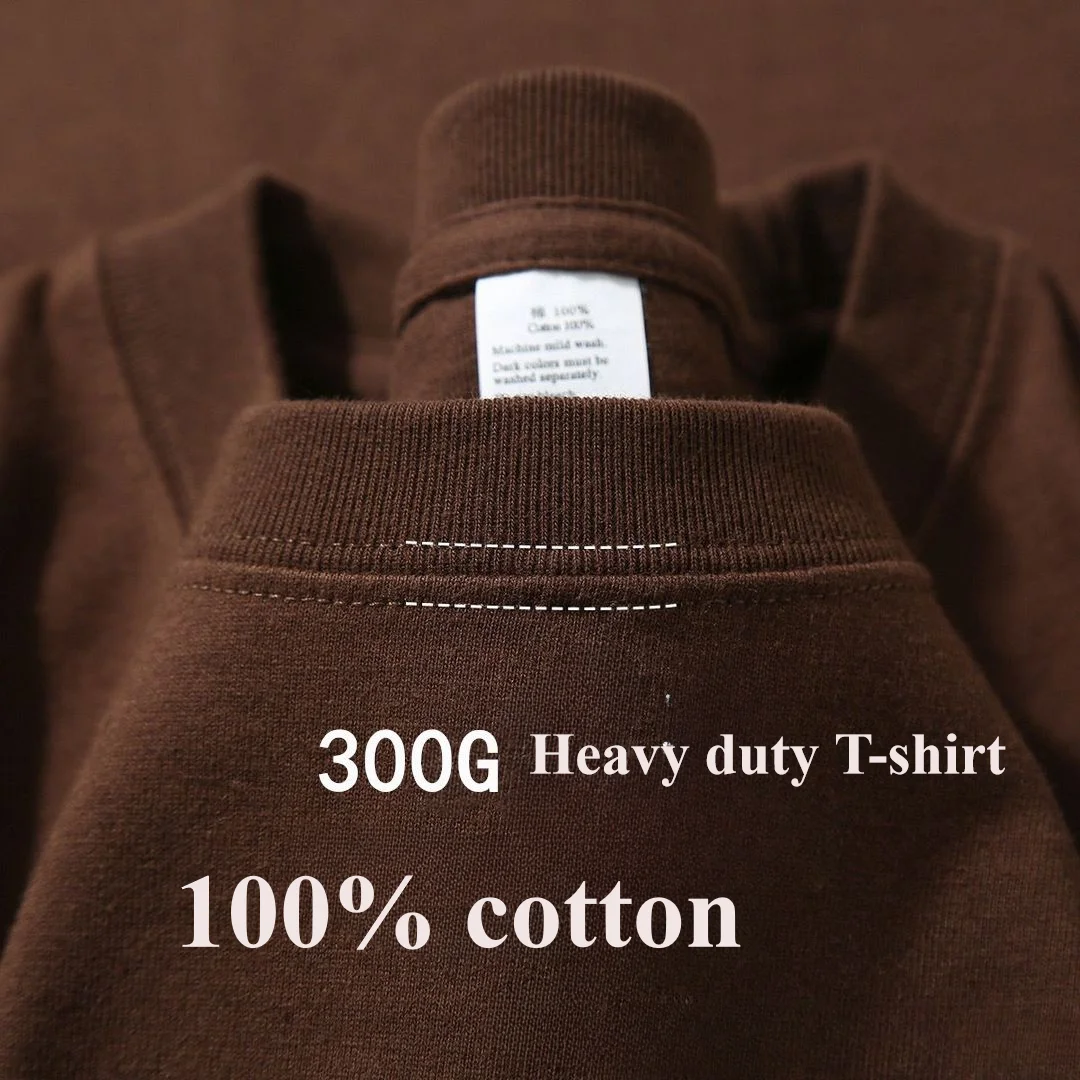 Camiseta de manga corta de algodón puro americano resistente de 300 gramos de verano, camiseta informal de Base para hombre, camiseta de gran tamaño