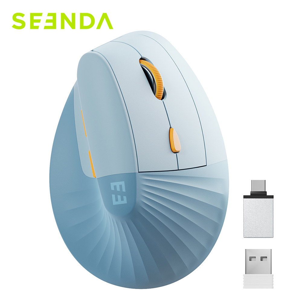 SEENDA Verticale draadloze muis Type C Oplaadbare ergonomische USB- en Type C-muizen voor laptop Laptop PC MacBook Windows Android