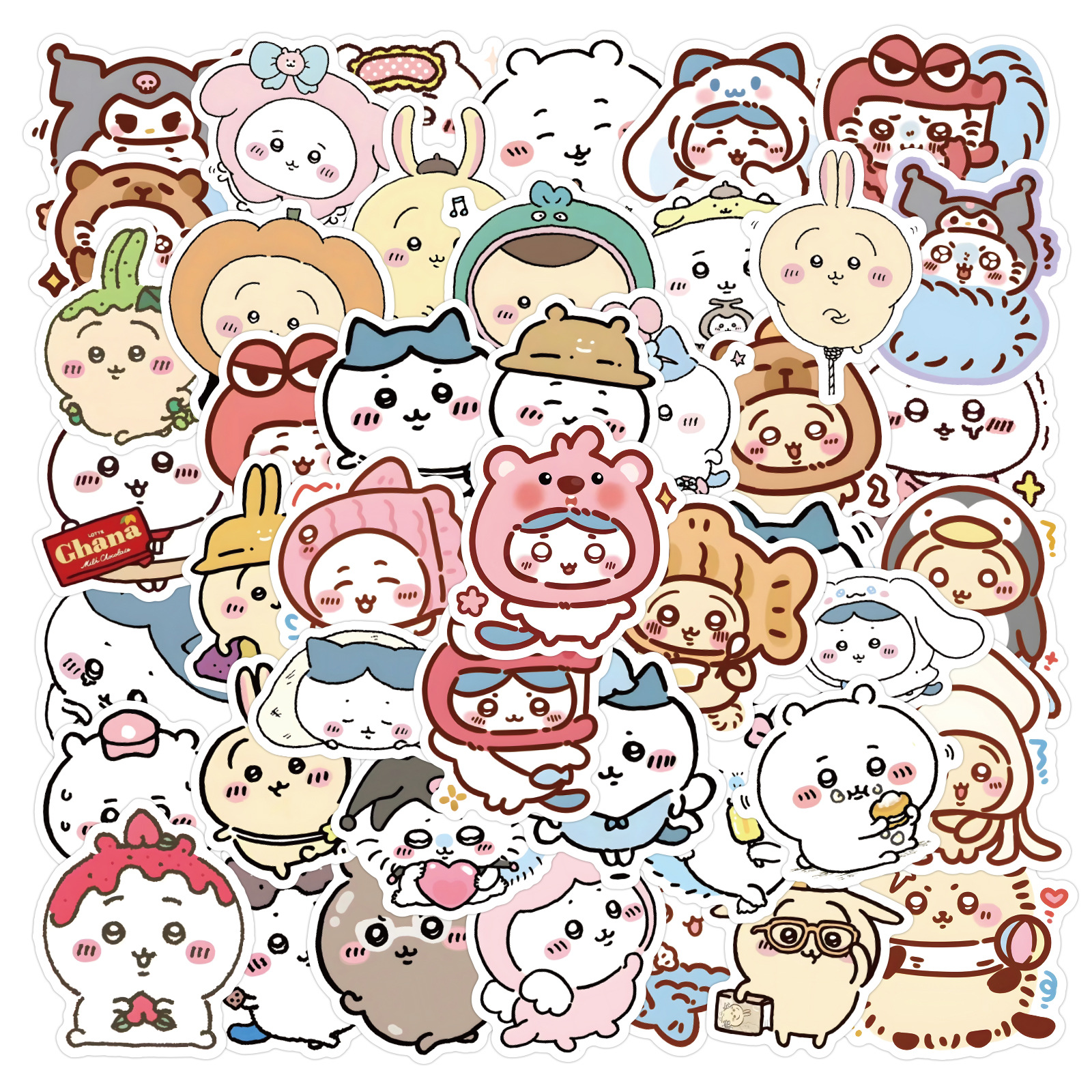 64PCS Cute Chiikawa Stickers Cartoon Laptop Phone Snowboard Luggage Fridge DIY Decal Graffiti Sticker Kid Toy Gift