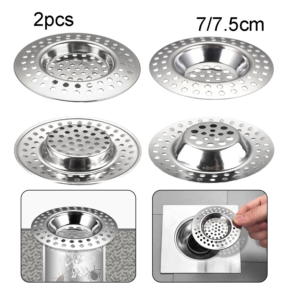 Filtro de fregadero de cocina, colador de fregadero de malla de acero inoxidable, colador de fregadero de baño, agujero de drenaje, trampa de filtro, pantalla de residuos, 2 uds.