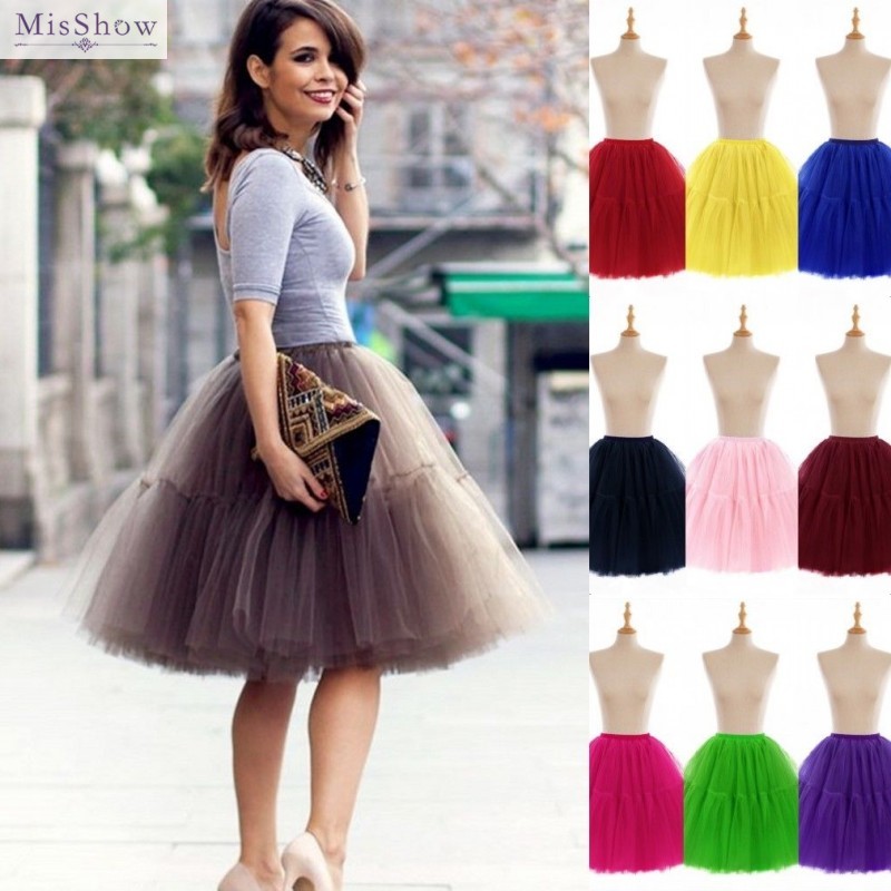 MisShow ผู้หญิง Tutu กระโปรงสั้นเอวสูงตาข่ายนุ่มกระโปรง Tulle Puffy Pettiskirt Prom Ball Gown Party Dance Tutu ชุด