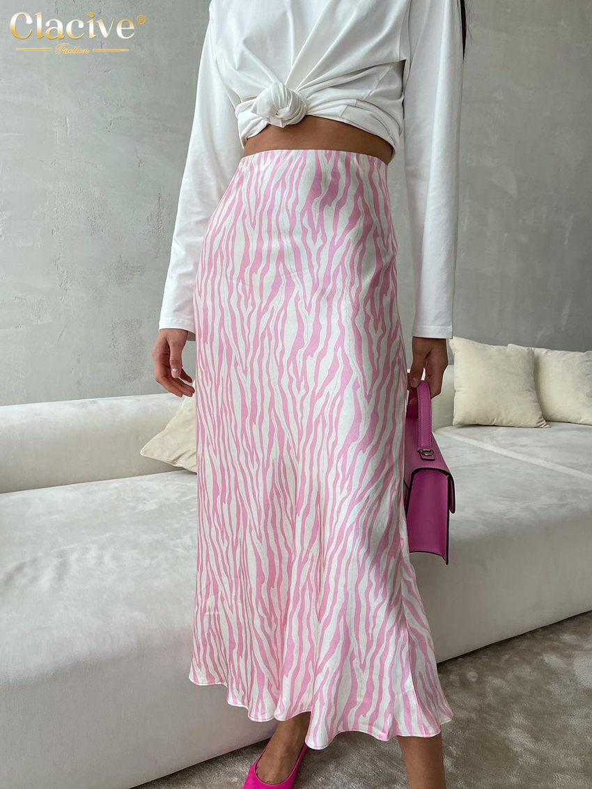 Clacive Fashion Slim Print gonna da donna 2023 Bodycon a vita alta gonne Midi Streetwear elegante gonna classica abbigliamento femminile