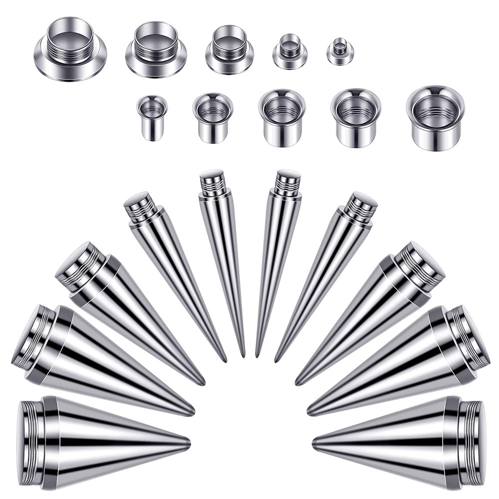 2 in 1 Stainless Steel Screw Fit Interchangeable Taper Plug Piercing Ear Tunnel Stretcher Expander 6G 4G 2G 0G 00G Gauge